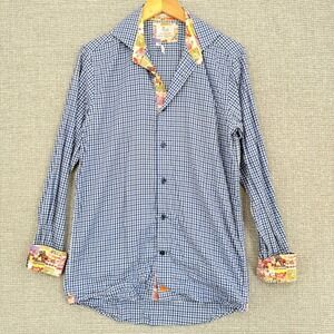 Chadburry Gingham Shirt Flip Cuff Button Down Long Sleeve Dress Shirt 15 3/4